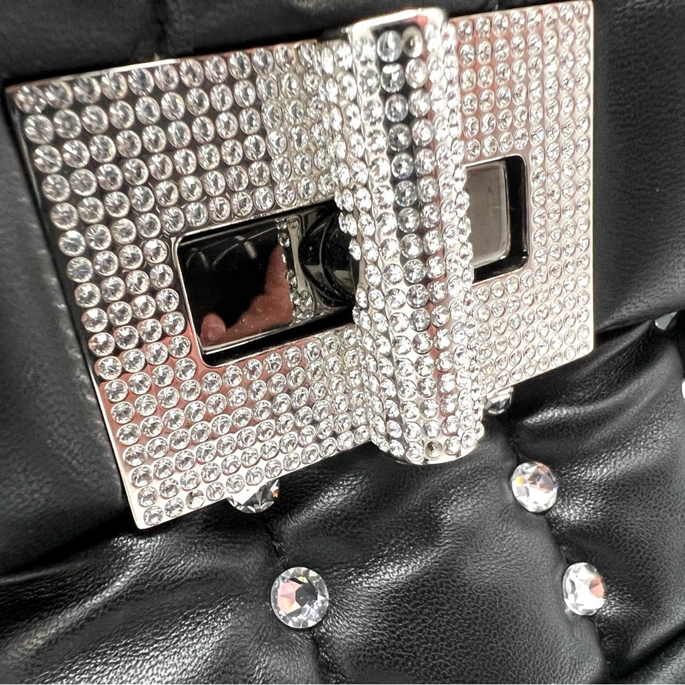 Tom Ford Black Leather Purse Studded Sequin Chain Link Shoulder Bag - Picture 7 of 16